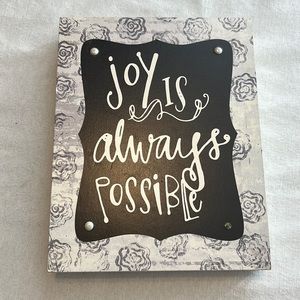 ⭐️Designs Direct wall hanging picture sign Joy is Always possible. Hanger on it